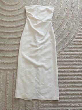 Zara White Midi Strapless Dress Women’s Size Small With V Cut Back